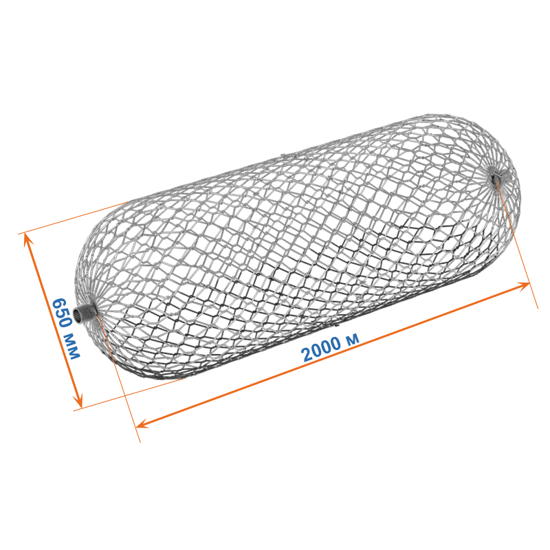 Габион цилиндрический 2х0,65х0,66 оцинкованный, Ø проволоки 2,7мм, размер ячейки 8х10 см фото